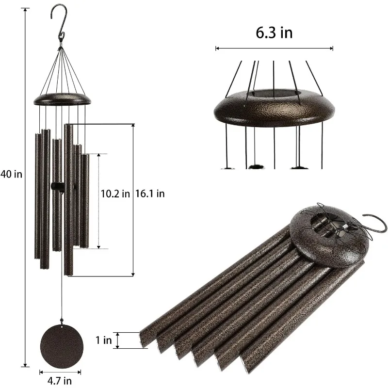 Grande exterior calmante tons melódicos vento sinos, Deep Tone Windchimes para fora, 40"