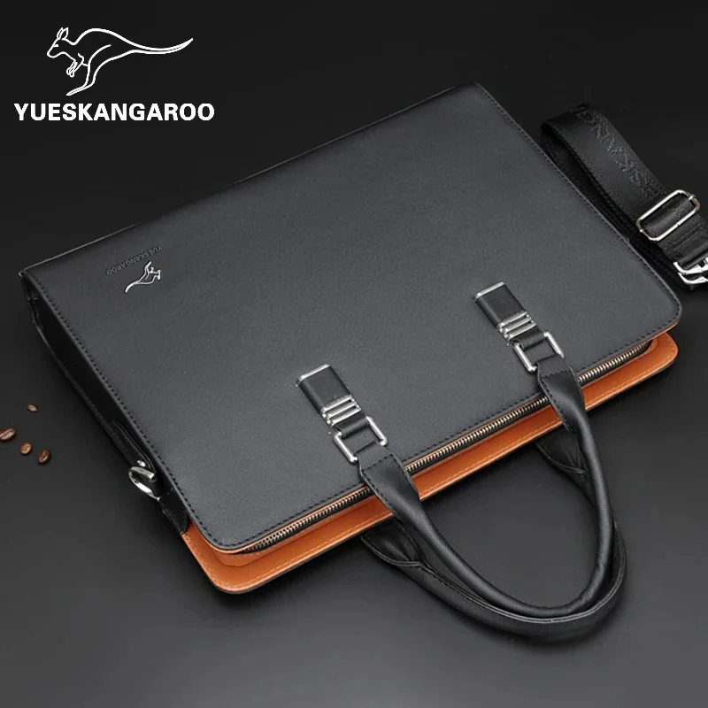 Business Men Leather Briefcase Bag Computer File Package Shoulder Messenger Bag High Quality 14 inch Laptop Briefcases сумк SAC