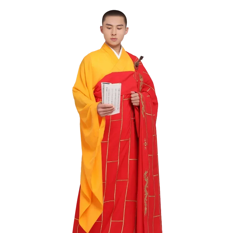 

One piece of kasaya ancestral clothes, hemp yarn, auspicious cloud monks, male monks, golden dragons and thousand Buddhas
