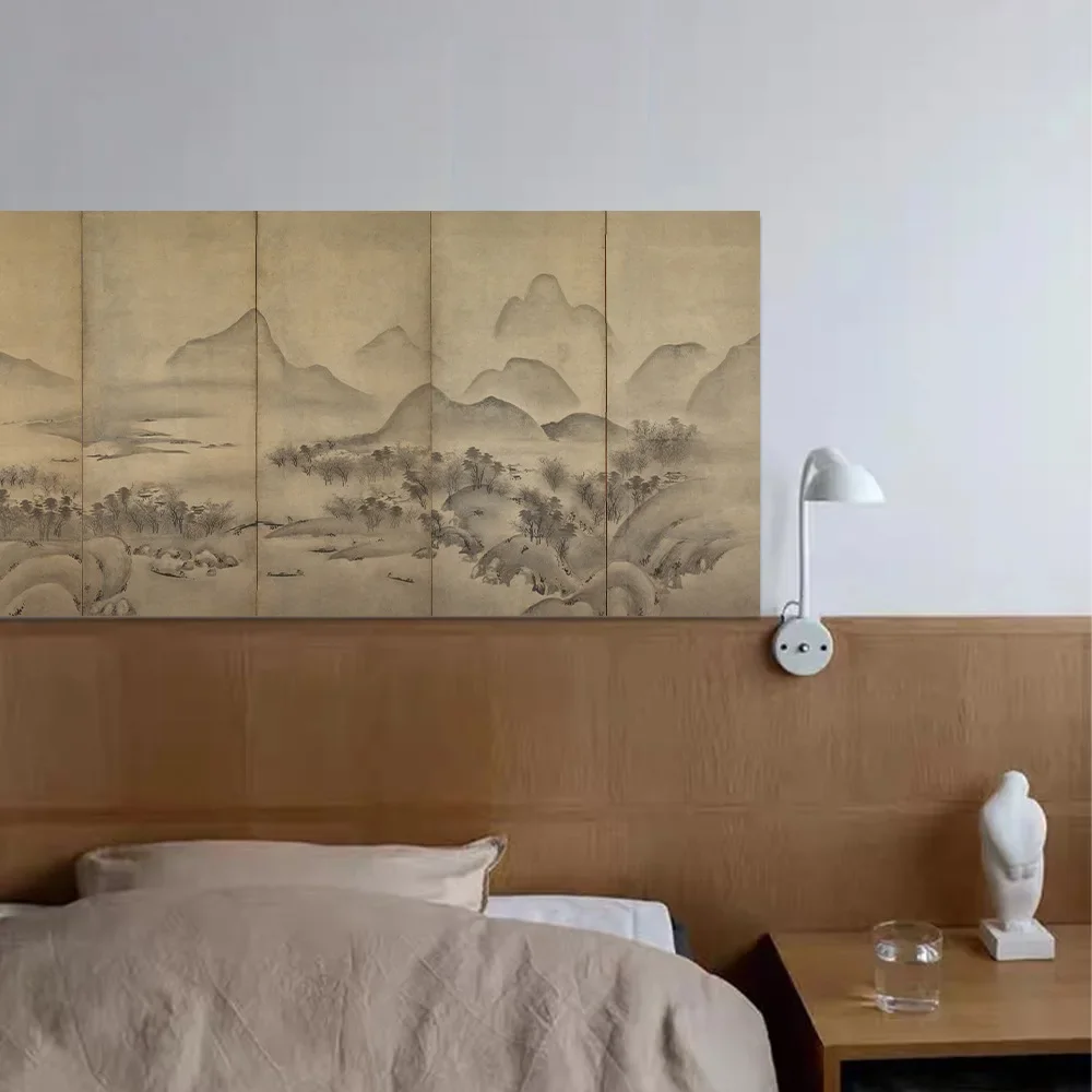 Inktlandschap, schermkaart, nieuwe Chinese stijl, Japanse stijl