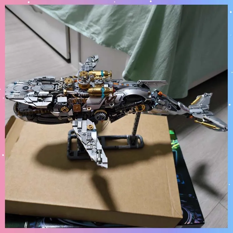 

Punk Mechanical Whale Figure Puzzle Assembled Model Toy With Light Multi Part Mobility Toy Desktop Decor Collection Adult Gift