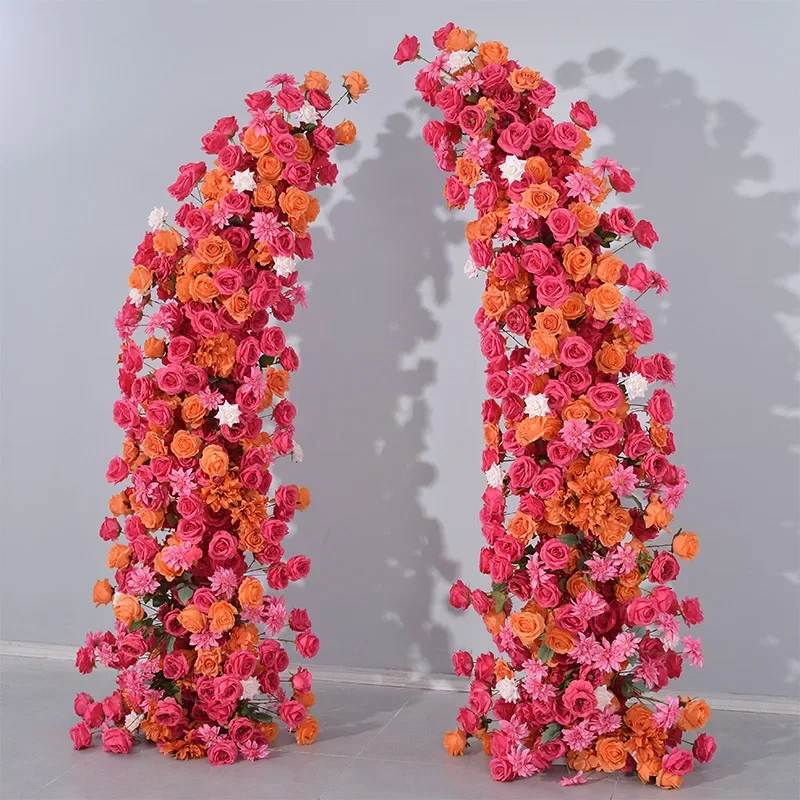 2.1 + 2.3 meters new rose red + orange horn rack floral proposal engagement arch decoration