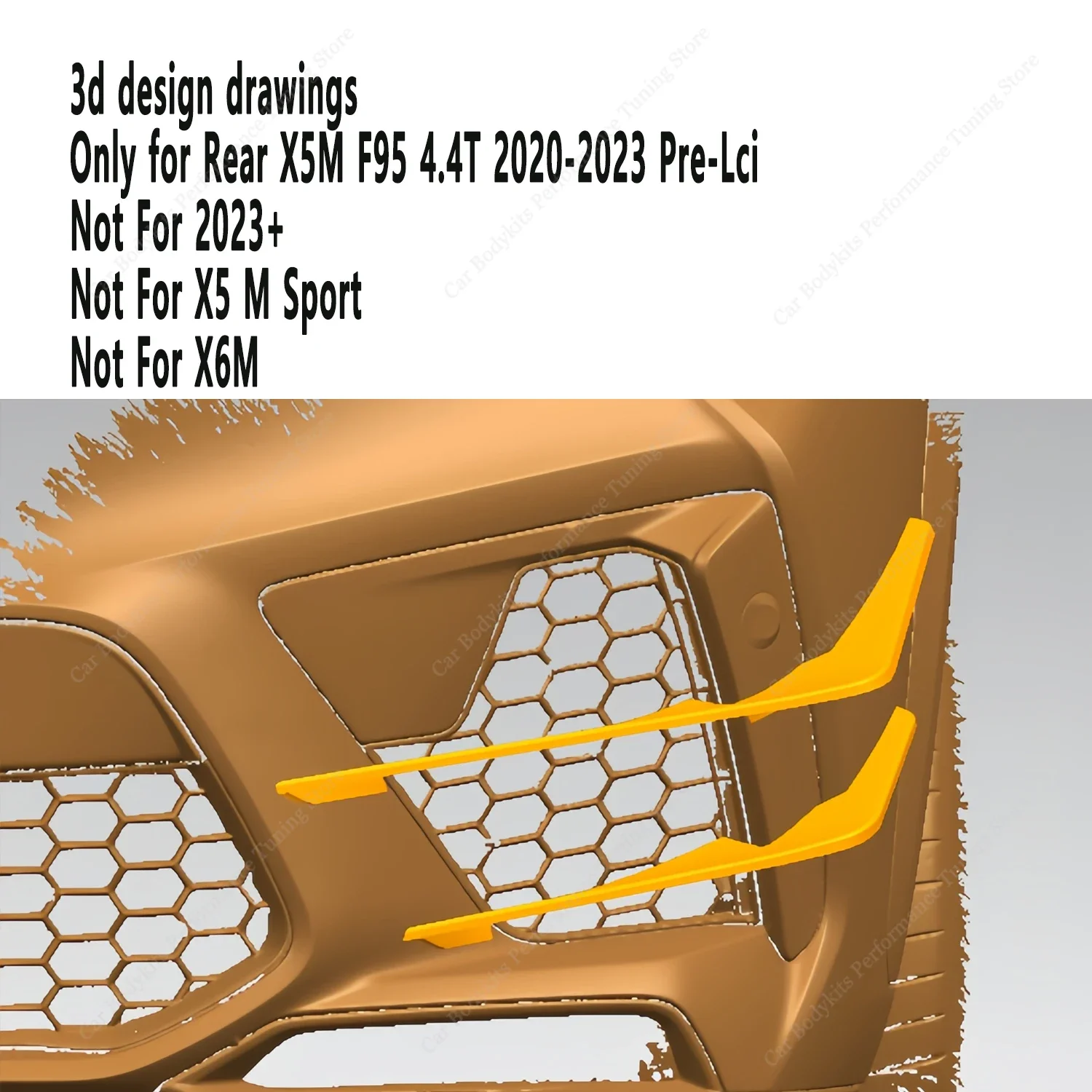 Front Bumper Canards For BMW X5M F95 4.4T V8 X5M Competition 2020-2023 Pre-Lci Front Aero Flicks Blade Foglamp Grille Trim