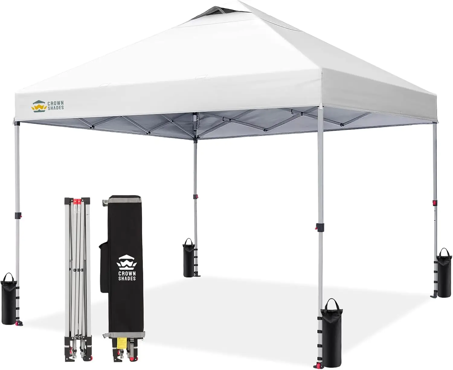 

10x10 Pop Up Canopy, Patented Center Lock One Push Tent Canopy, Newly Designed Storage Bag, 8 Stakes, 4 Ropes (10x10, White)