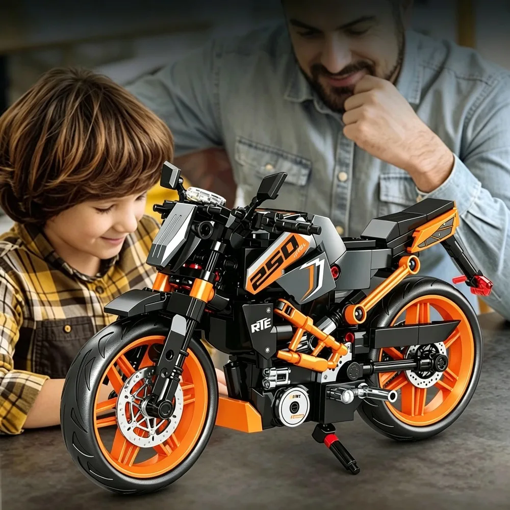 Racing Super Motorcycle Building Block Set Model, Retro Street Motorcycle, DIY Assembly Collection Motorcycle Toy Ornaments