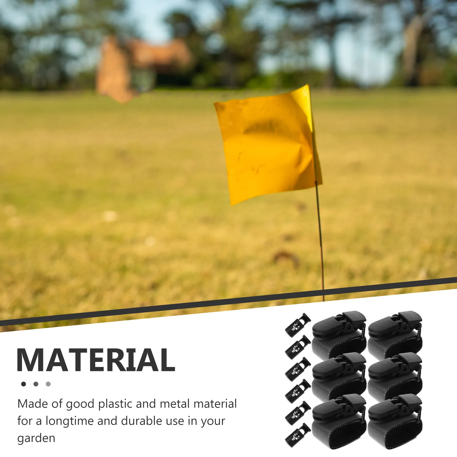 

1Set Garden Flag Holder Plastic Clips Metal Stopper Anti-Wind Lawn Banner Fixing Clamps for Mailbox Flag and Outdoor Use