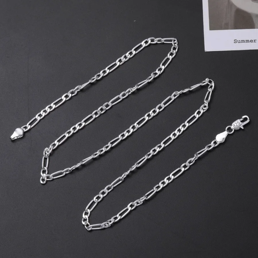 925 Sterling silver classic 4MM geometry chain Necklaces for woman men boy lady fashion fine party wedding party Jewelry gifts