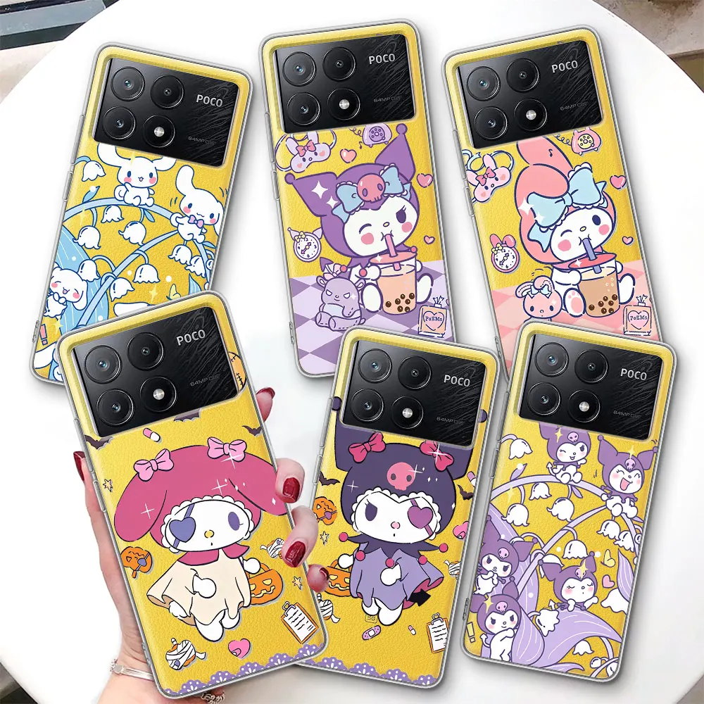 

Чехол Kawaii Sanrio Cinnamoroll для Xiaomi Poco F7 Ultra F4 X6 M3 X7 M5s M6 X4 NFC M4 F2 Pro, противоударный прозрачный чехол из ТПУ для телефона