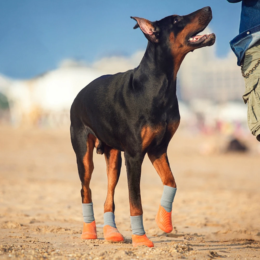 Outdoor Waterproof Nonslip Anti-stain Dog Cat Socks 4pcs/set Booties Shoes Wth Rubber Sole Pet Paw Protector For Small Large Dog