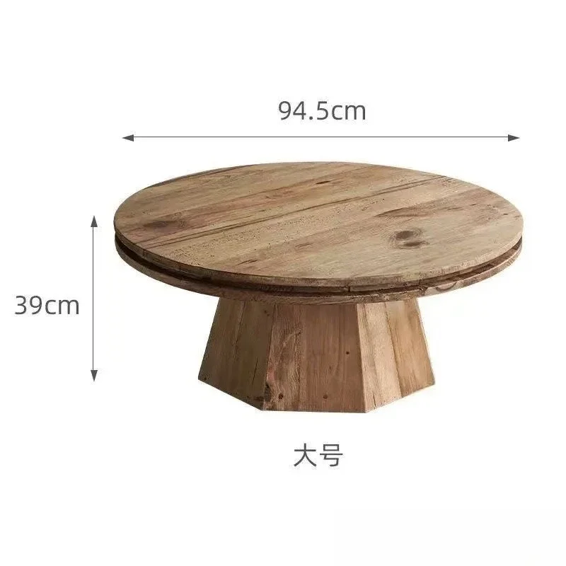 Retro round solid wood combination coffee table pine size round table