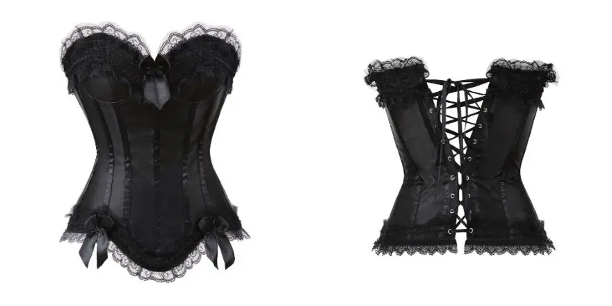 Sexy Spitze Overbust Korsett Top Frauen Vintage Satin Schleife Bustier Dessous mit Reiß verschluss plus Größe Body Shaper Burlesque Korsetts – Detail 32