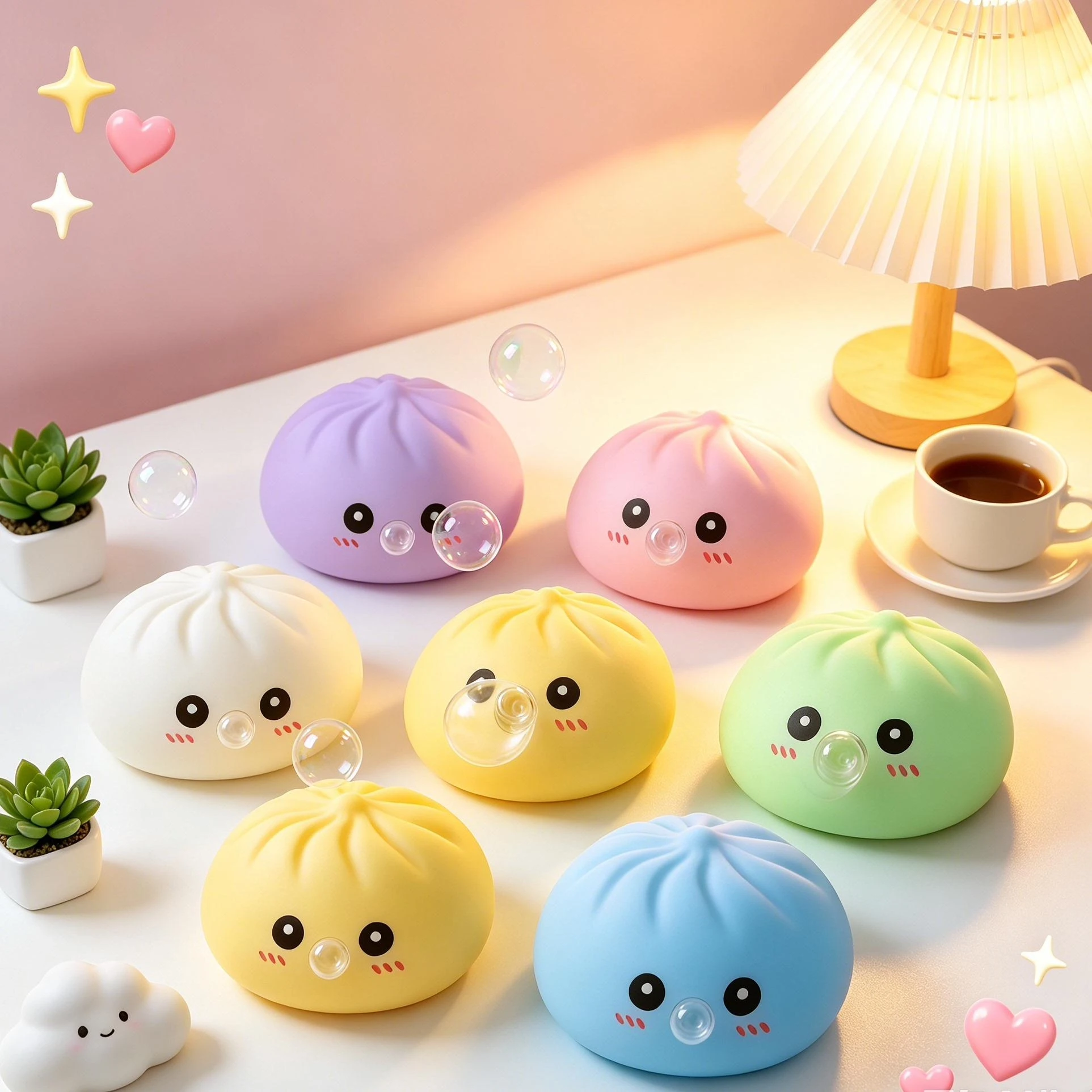 Virales Blasen-Blowing-Dumpling-Squishy-Spielzeug, langsam aufsteigend, Fidget Squeeze, tragbarer Stresskiller, Partygeschenke, niedliche Cartoon-Geschenke – Detail 1