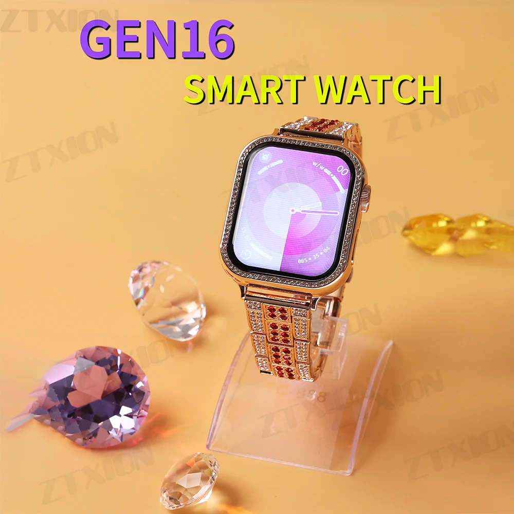 2024 Hot Selling ladies Smart Watch Gen16 Ladies Fashion Full Screen Touch Smartwatch Diamond Smart Watch For ladies