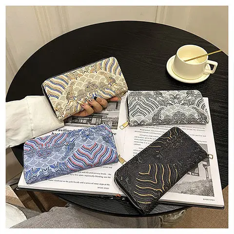 Minimalist Travel Niche Print Series Long Large Capacity Light Luxury Zipper Chinese Style Hand-Held Wallet