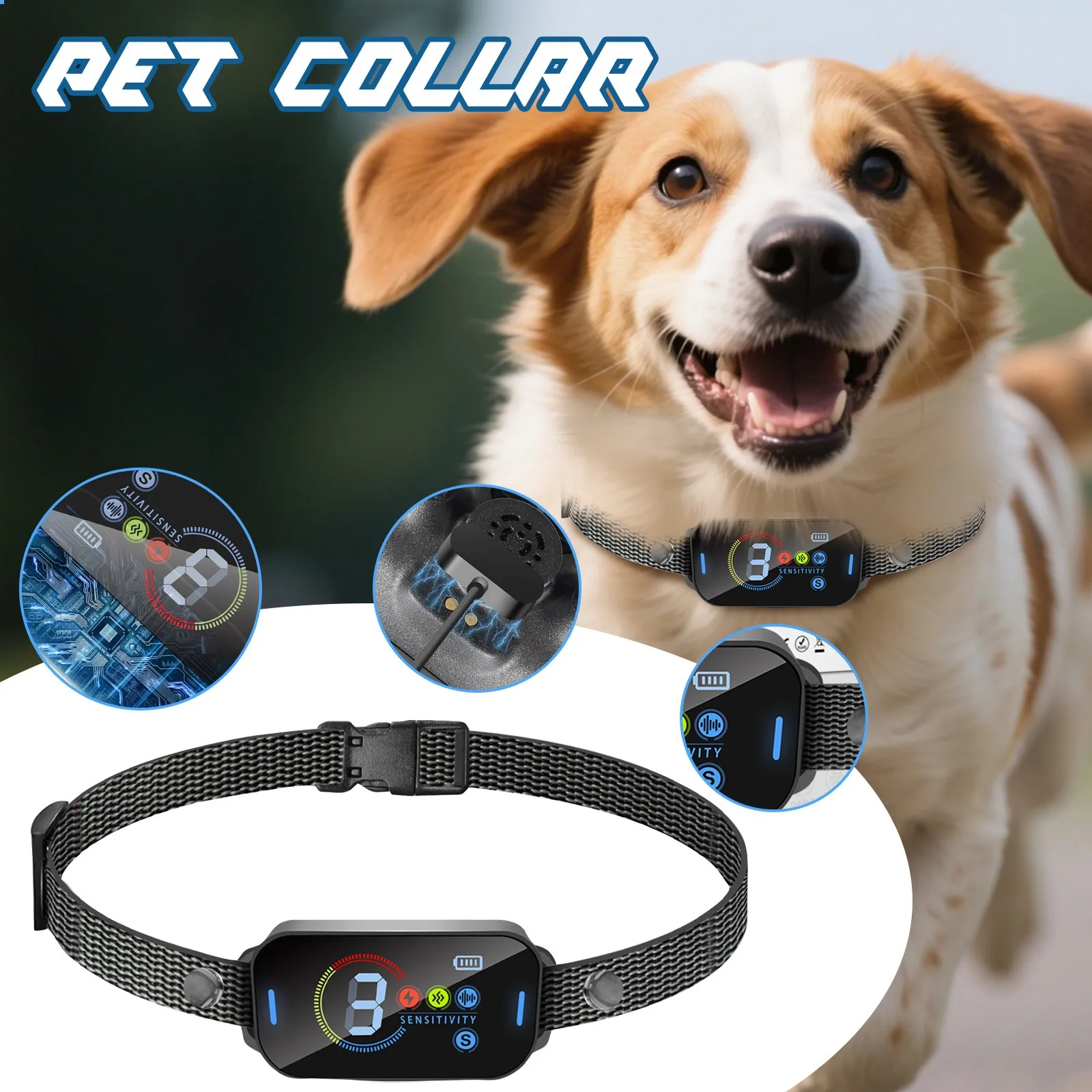 

Dog Bark Collar,Bark Collar for Large Medium Small Dogs,Smart Bark Collar,Rechargeable Automatic Anti Barking Training Collar
