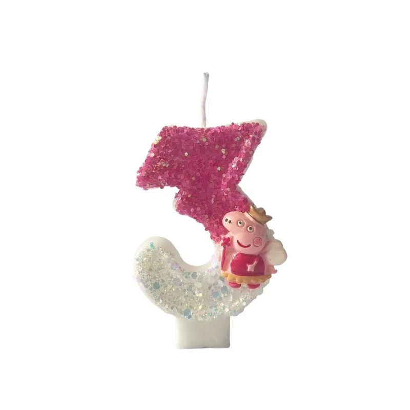 Novo bolo digital da Peppa Pig, velas, bolo de aniversário, decoração fofa, enfeites de bolo de desenho animado, conjunto de caixas independentes, suprimentos para festas