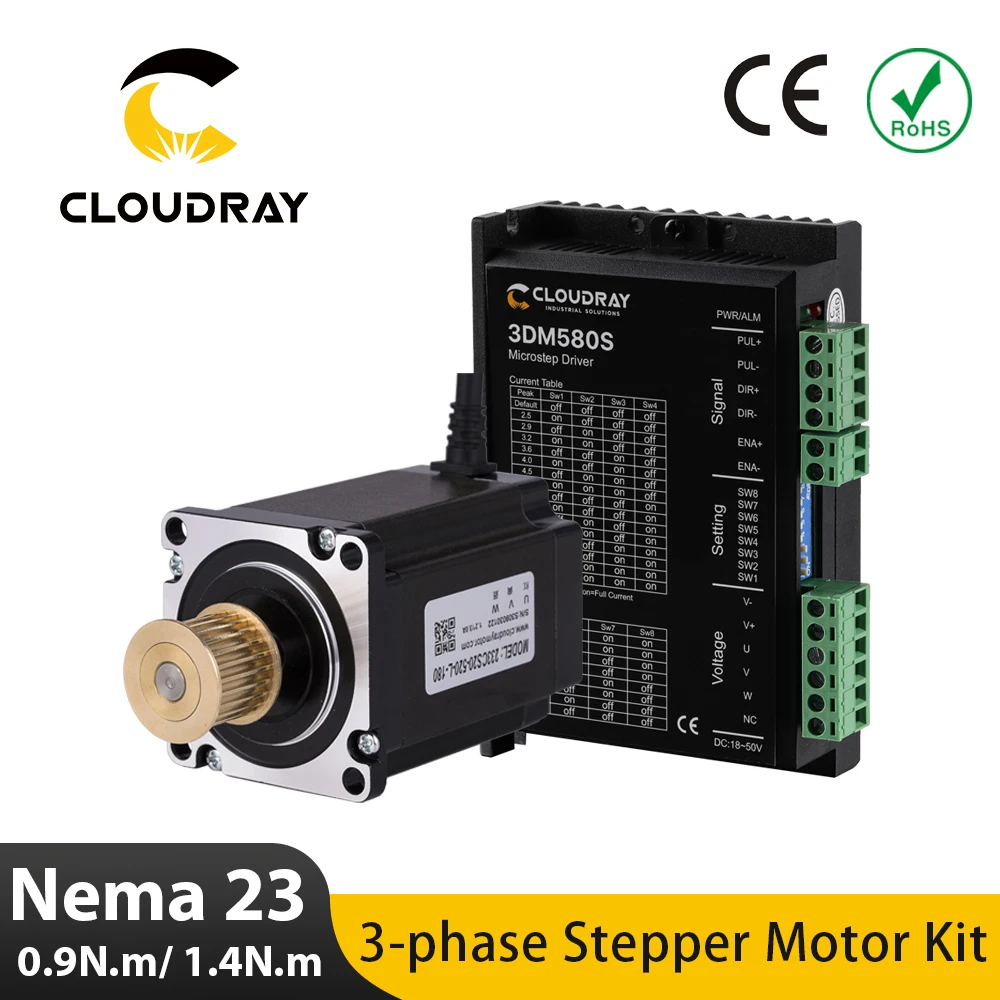 

Cloudray Nema 23 Stepper Motor Driver Kit 3 Phase Stepper Motor 1.0N.m/2.0N.m with GEAR for CNC Router Engraving milling machine