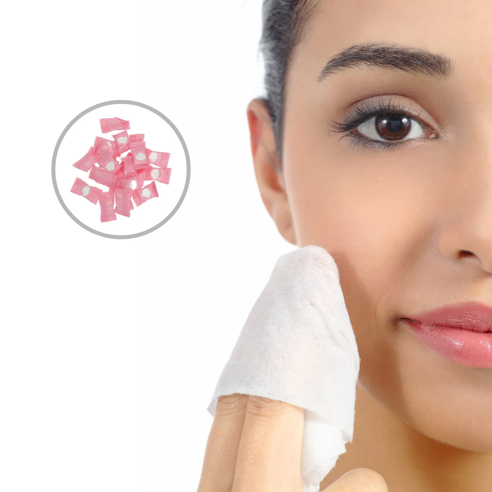 100 Toallitas Faciales de Viaje, Compresas de Algodón Desechables, Suaves para la Piel, Ideales para Deportes al Aire Libre y Camping, Compactas y Fáciles de Transportar