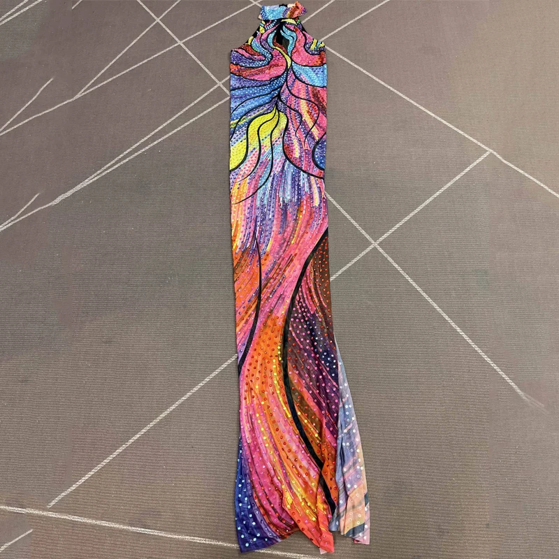 نساء حفلة احتفال ثوب ملون الراين مهرجان ملابس مرحلة أزياء مسرحية فساتين الحفلات المسائية XS10451