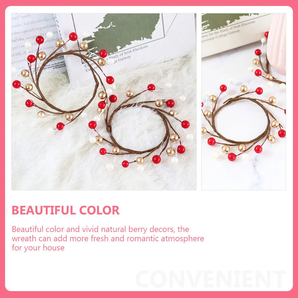 

4pcs Artificial Berry Wreath Mini Christmas Decoration For Holder Ring Garland Centerpiece Xmas Party Wedding Home