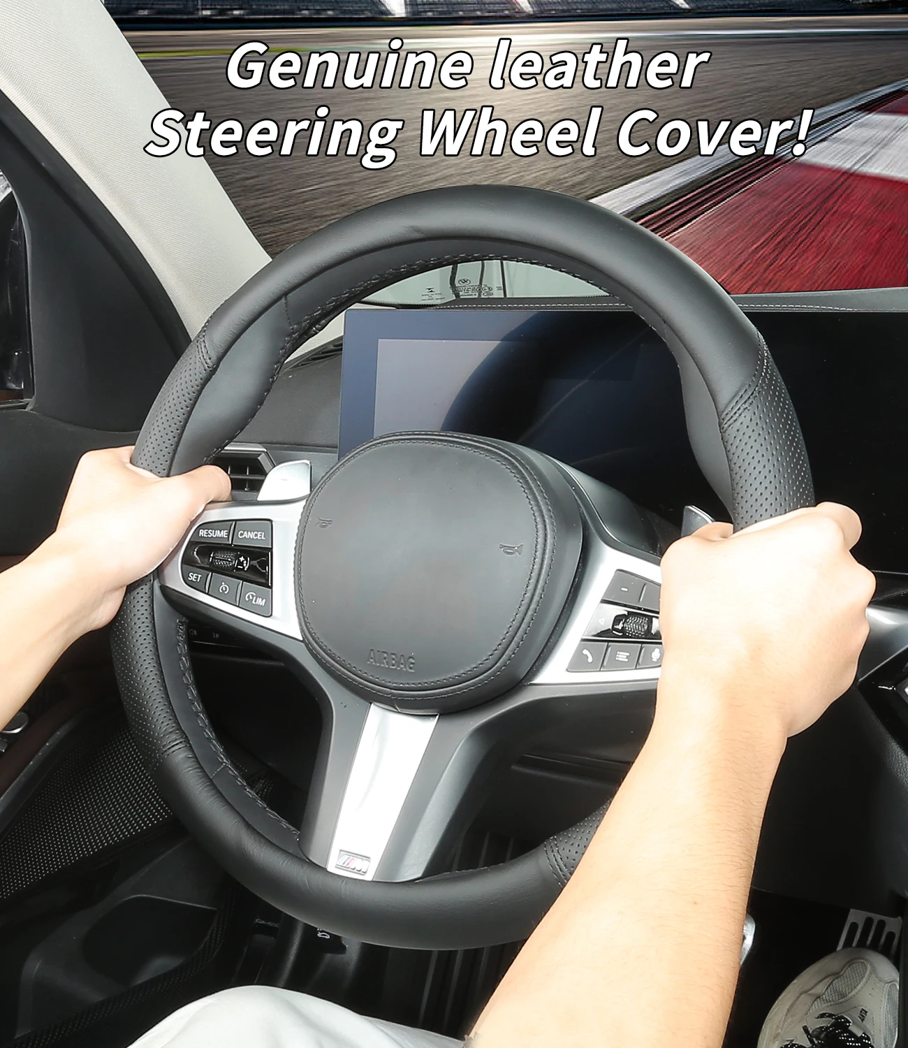 Custom-Fit for Nissan Steering Wheel Cover, Genuine Leather Steering Wheel Cover, Non-Slip, Breathable, for Nissan Accessories