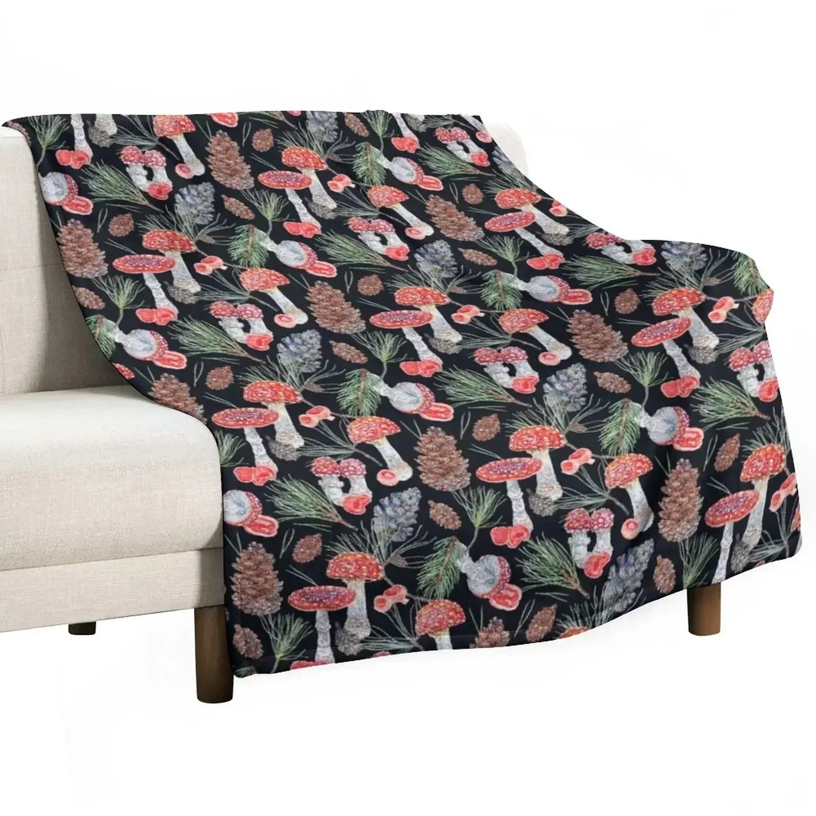 

Toadstools and Pine Throw Blanket Hairy Decoratives Blankets