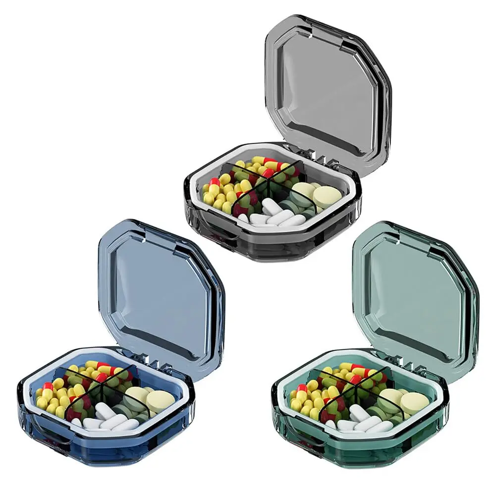Pillen-Organizer, tragbare Reise-Aufbewahrungsbox, Mini-Vitamin-Pillenetui, Behälter für Geldbörse und Tasche, winziger, klarer Medikamentenhalter – Detail 2