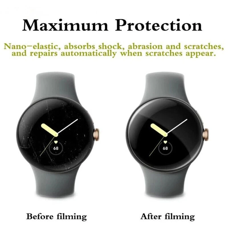 Мягкая прозрачная пленка из ТПУ для Google Pixel Watch, Защитная пленка для экрана умных часов, Защитная пленка с полным покрытием (не стекло)