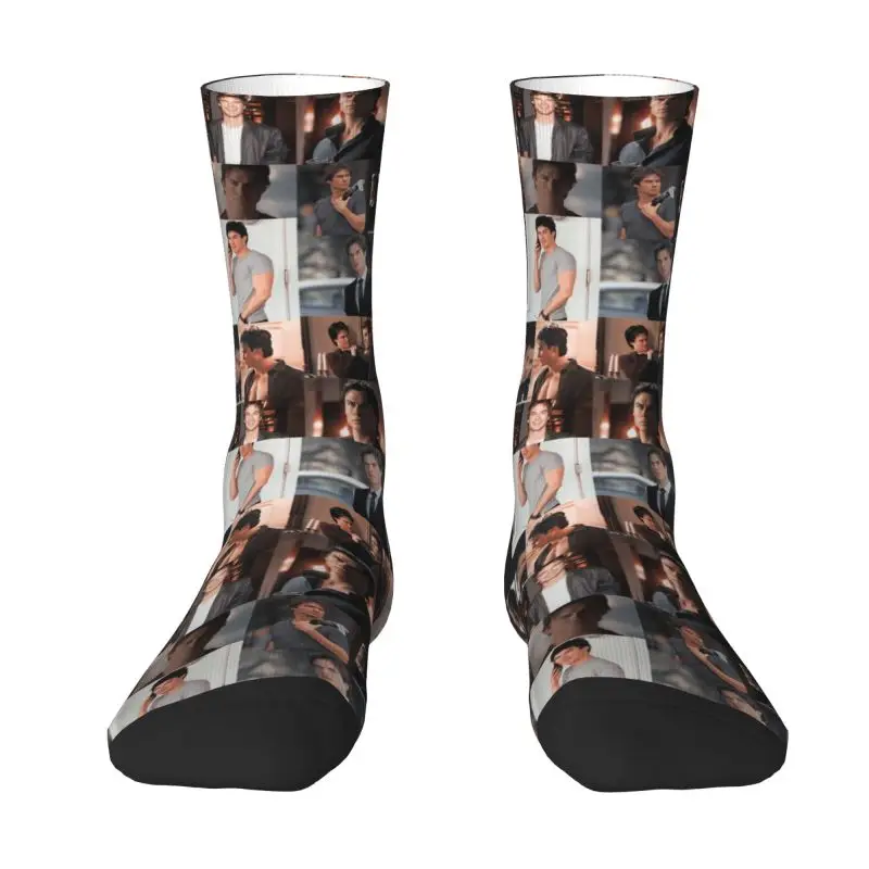 Custom Damon Salvatore The Vampire Diaries TV Show Socks Women Men Warm 3D Printing Stefan Salvatore Basketball Sports Socks