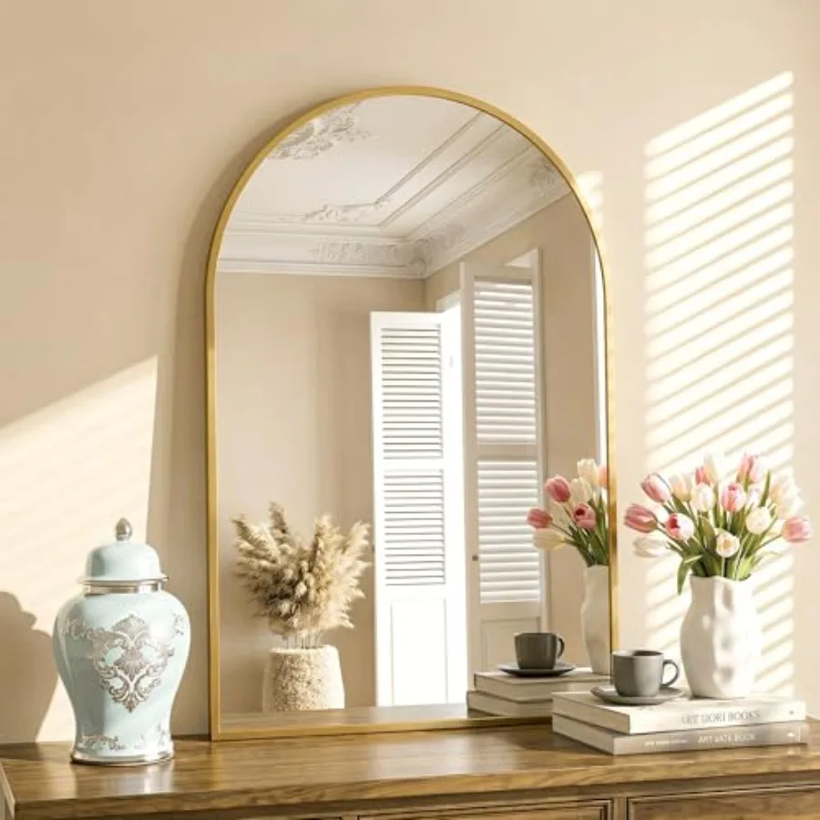 

Arched Bathroom Mirror, 24"x36" Wall Mounted Mirror, Vanity Mirrors for Over Sink, Aluminum Alloy Frame Bathroom Mirrors Living