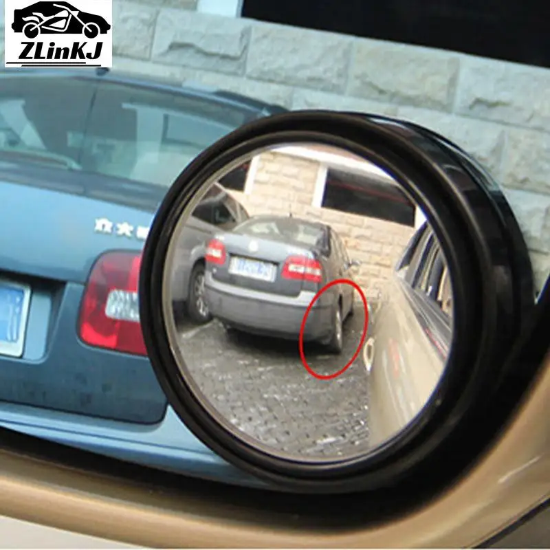 2Pcs 75MM 3R-036 Stick-on Convex Blind Spot Rearview Mirror With Adjustable Wide Angle