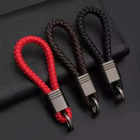 손으로 짠 말굽 버클 가죽 로프 키체인, 자동차 열쇠 고리, 자동차 패션 키 액세서리, 열쇠 고리 선물