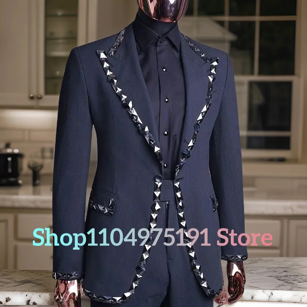 Temperament Sequined men's suit High Quality 2-piece Men's Suit Men's Stage Costume Wedding Tuxedos Special Occasion Gowns