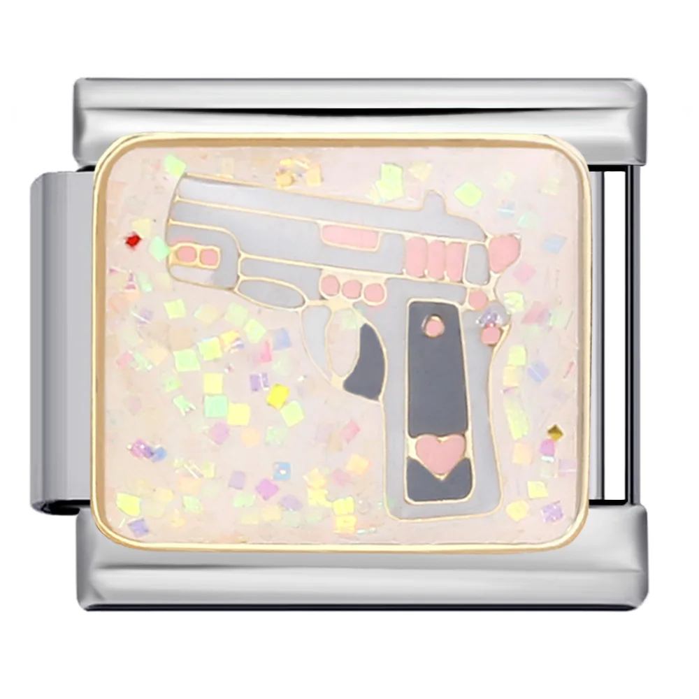 URING Trendy Punk Y2k Cake Lock Italian Charms Link Fit 9mm Stainless Steel Bracelet Making DIY Jewelry for Sweet Women Female
