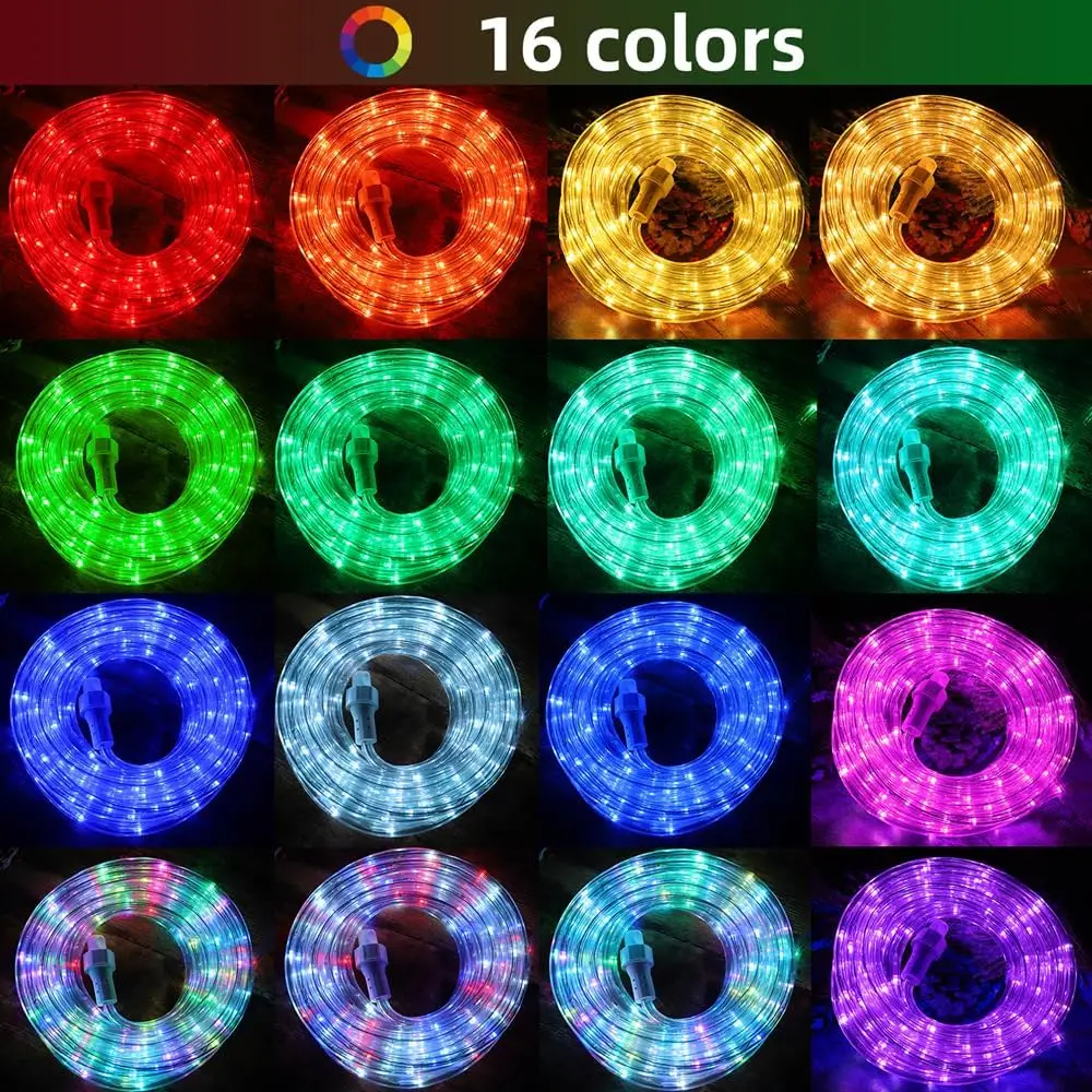 65Ft 400 Led Waterproof Color Changing Rope Lights,Indoor Outdoor 16 Colors Changing Led Rope Lights With Remote For Outside,