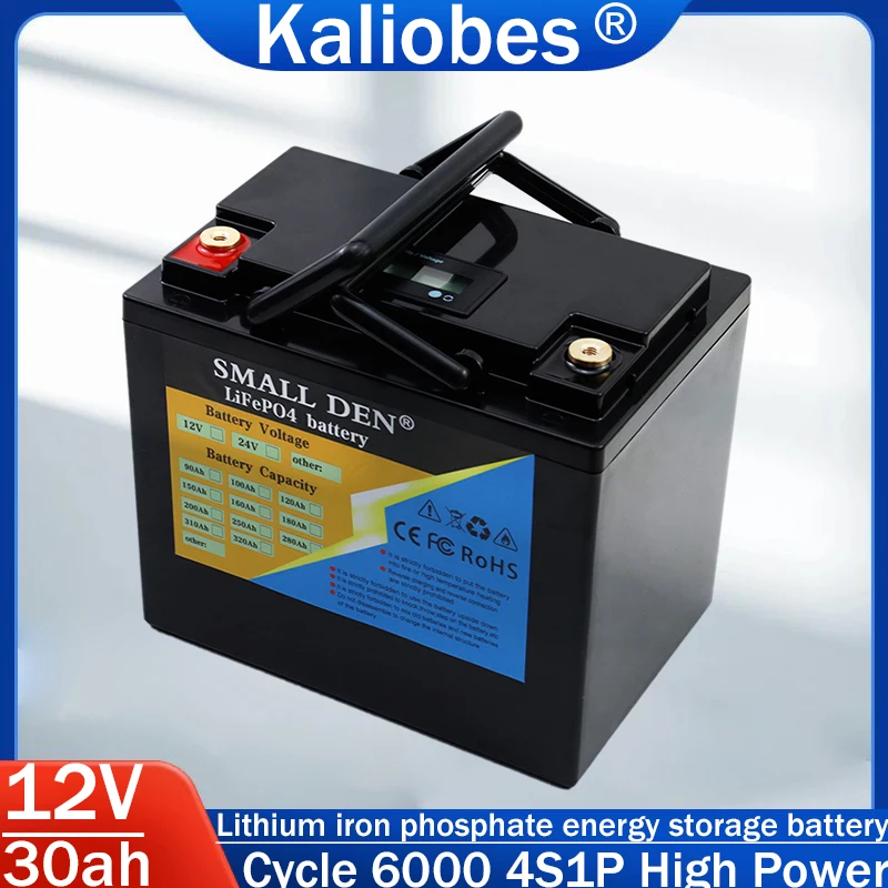 

New 12V 30Ah LiFePO4 Battery BMS LiFePO4 Battery Backup Battery Pack for Solar Boat Motorcycle Audio Refrigerator