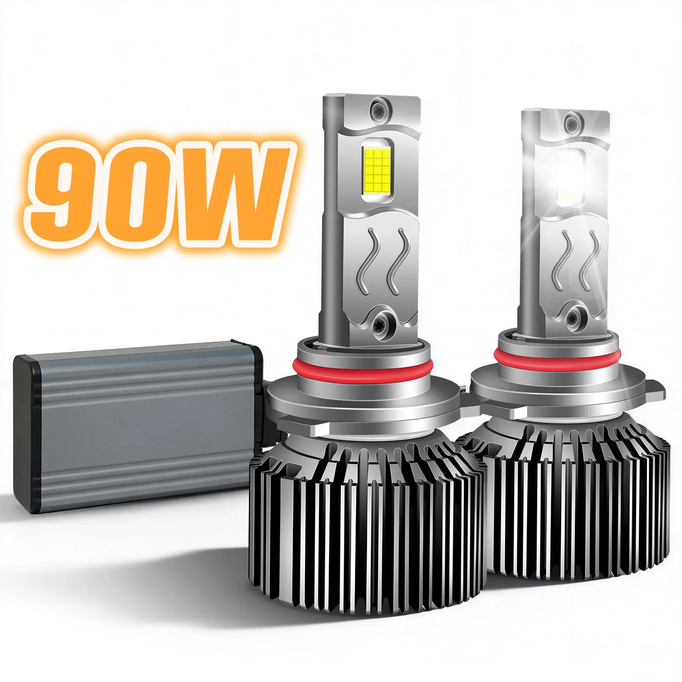 

90W Ultra Bright LED Headlight Bulbs H7 H11 9005 H4 with CANBUS, 12V 24V Car Fog Light Replacement Kit for Halogen, 1 Pair