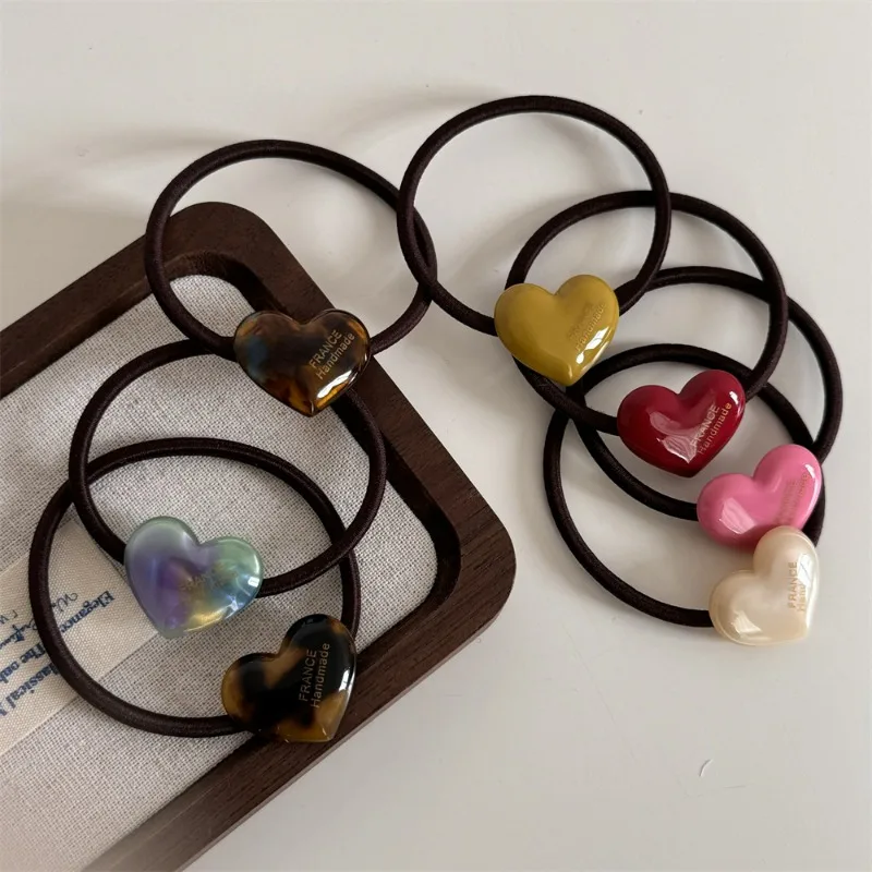 Gold Label Love Acetate Candy-Colored Hair Tie High Elastic Rubber Band Cute Sweet High Ponytail Hair String Hair Rope