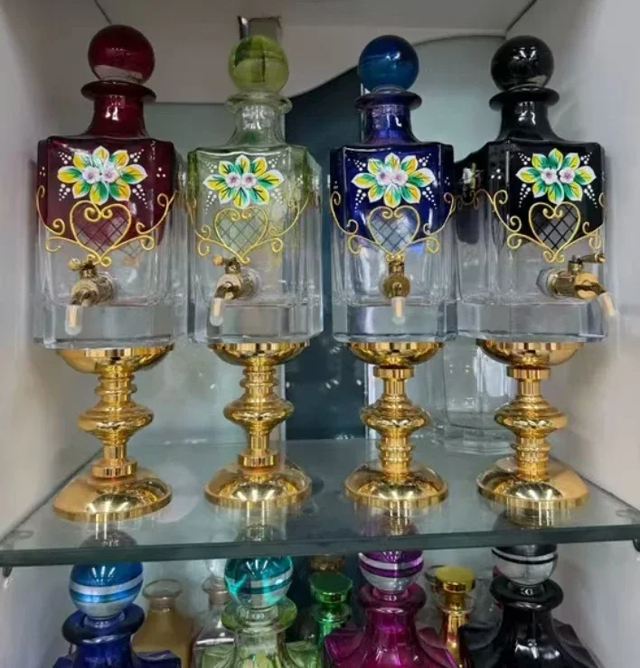 

NEW 2026 model Design Glass Perfume Bottle Decanter Display Oil Glass Bottle with Faucet
