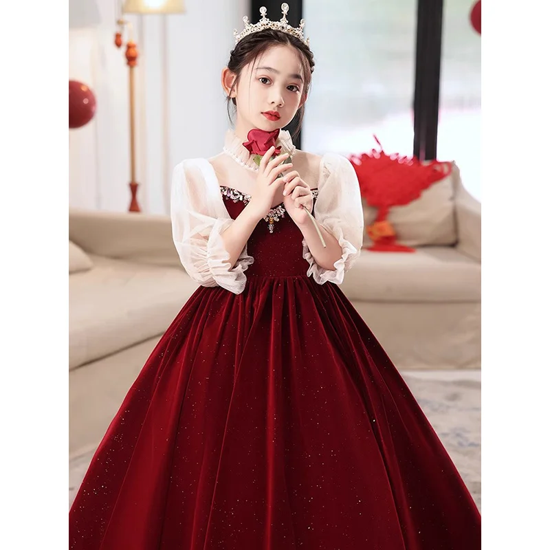 

Children's Dress Dress 2025 New Birthday Banquet Princess Dress Light Luxury Niche Evening Dress Performance New Year's Dress