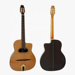 Handmade Professionals Playable Gloss Finish D Hole Arch Top Steel String Gypsy Jazz Manouche Acoustic Guitar