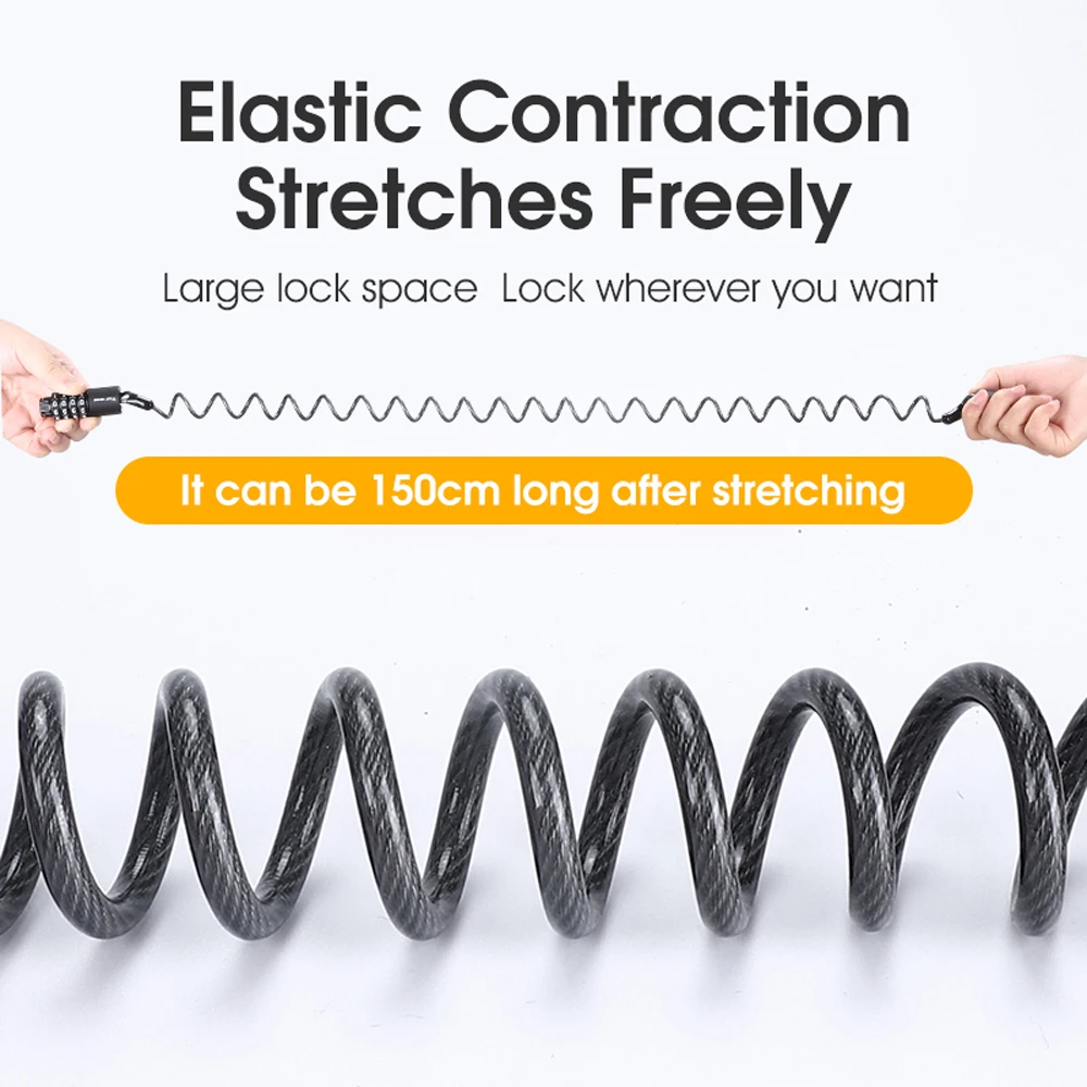 Portable Bicycle Lock Password Rope Helmet Lock Bicycle Safety Lock Steel Wire Lock Mountain Bike Backpack Lock