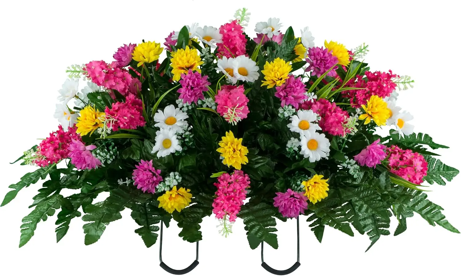 

Artificial Wildflower Cemetery Saddle with Realistic Pink Yellow Blooms for Outdoor Grave Decor