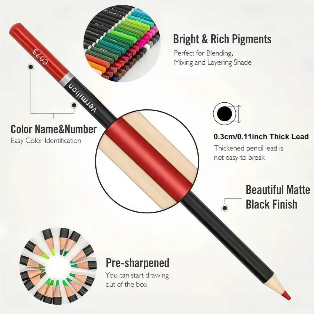 72-Pack Premium Colored Pencil Set, Soft Wax-Based Leads, Smooth Blending and Layering, Vibrant Artist-Grade Drawing Pencils fok