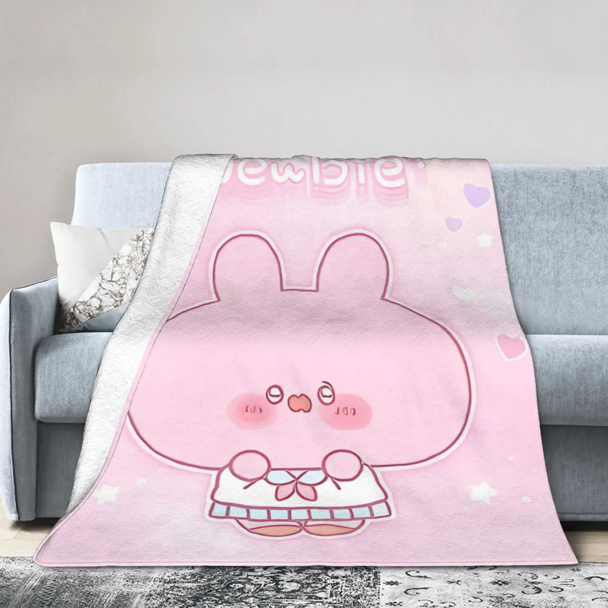 Asamimichaans Asleep Cartoon Blankets Fleece Cute Asamimi Soft Throw Blanket for Bedroom Sofa Bedroom Quilt