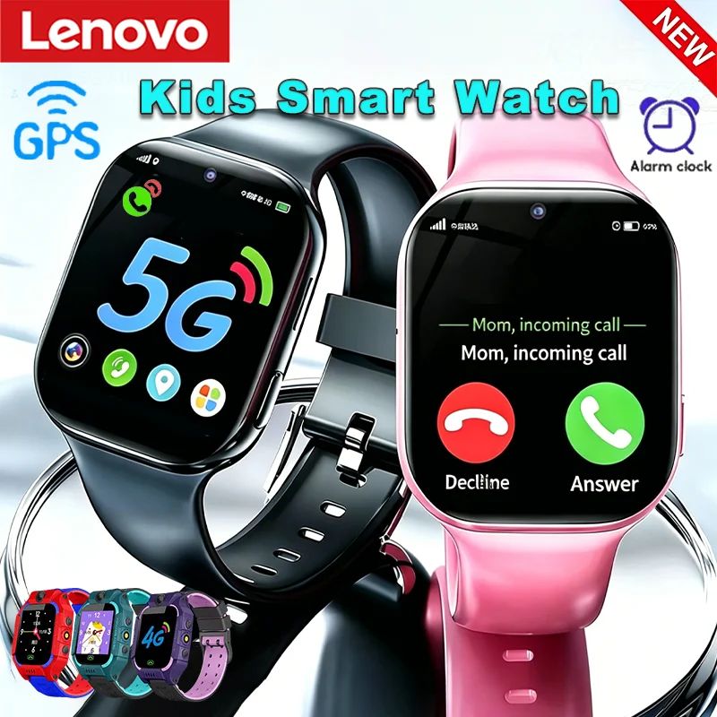 

Lenovo 5G Waterproof Kids Smart Watch GPS Location SOS Sim Card Call Child Smart Watch Camera Boy Girl Gift For Ios Android 2026