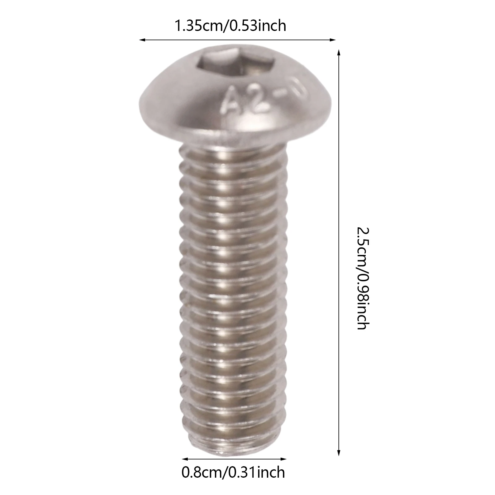 M8 x 1" Button Head Socket Cap Bolts Screws (25pcs) Stainless Steel Allen Hex Drive Fully Thread Machine Screw