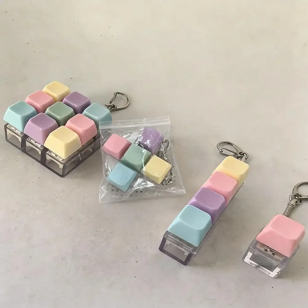 Fidget Decompression 1/4/5/9 Keyboard Key Toy Anti Stress Finger Keyboard Games For Adults Antistress Toys Boys Girls Keychain