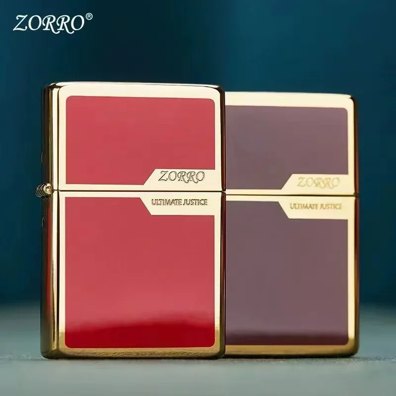 ZORRO Kerosene Lighter Original Copper Plate Gold Wire Drawing Retro Grinding Wheel Ignition Windproof Lighters Smoke Men's Gift