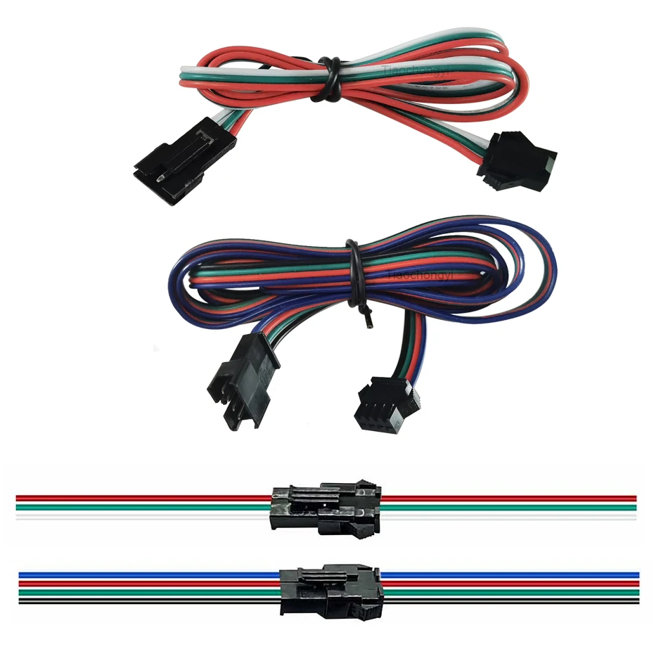 5pcs 3Pin 4Pin Extension Cable 22AWG 50cm 100cm 200cm 300cm  SM Plug Male to Female Wire line Cable Connector for WS2811/12B RGB